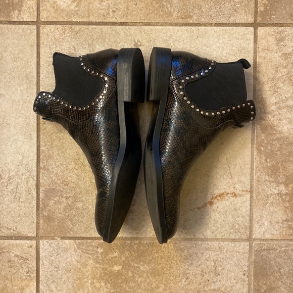 Zara Shoes - Zara snakeskin look flat booties size 39